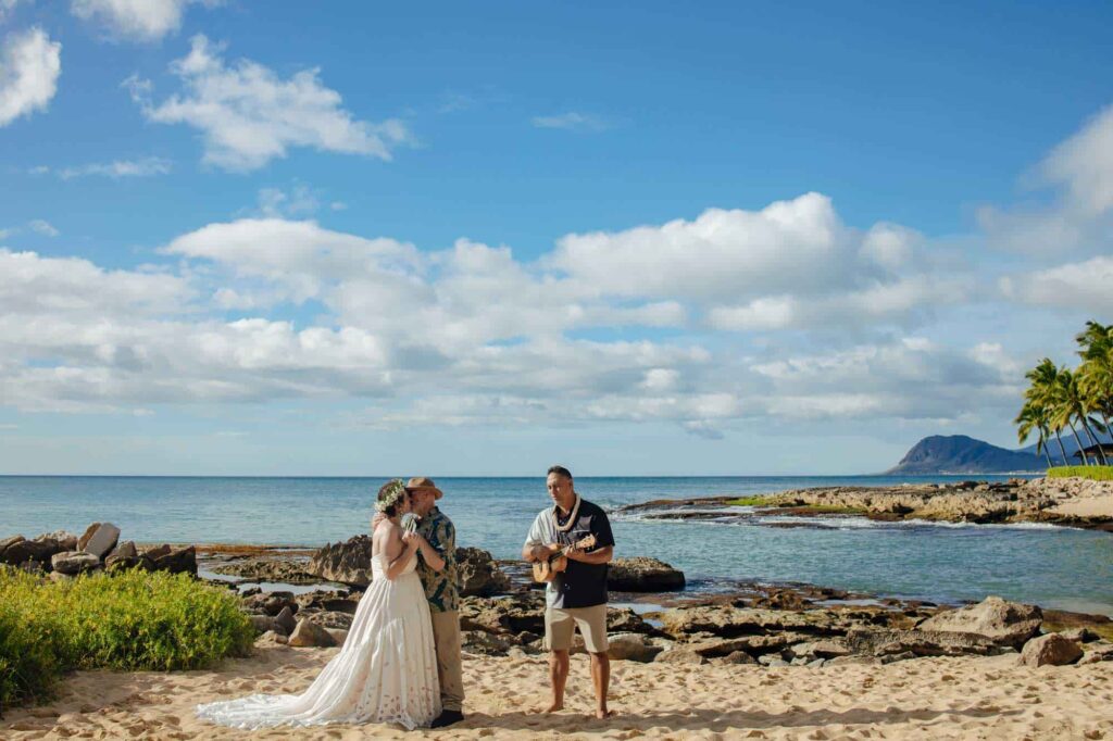 A Hawaii vow renewal at Secret Beach, Oahu